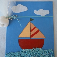 Boat on canvas board